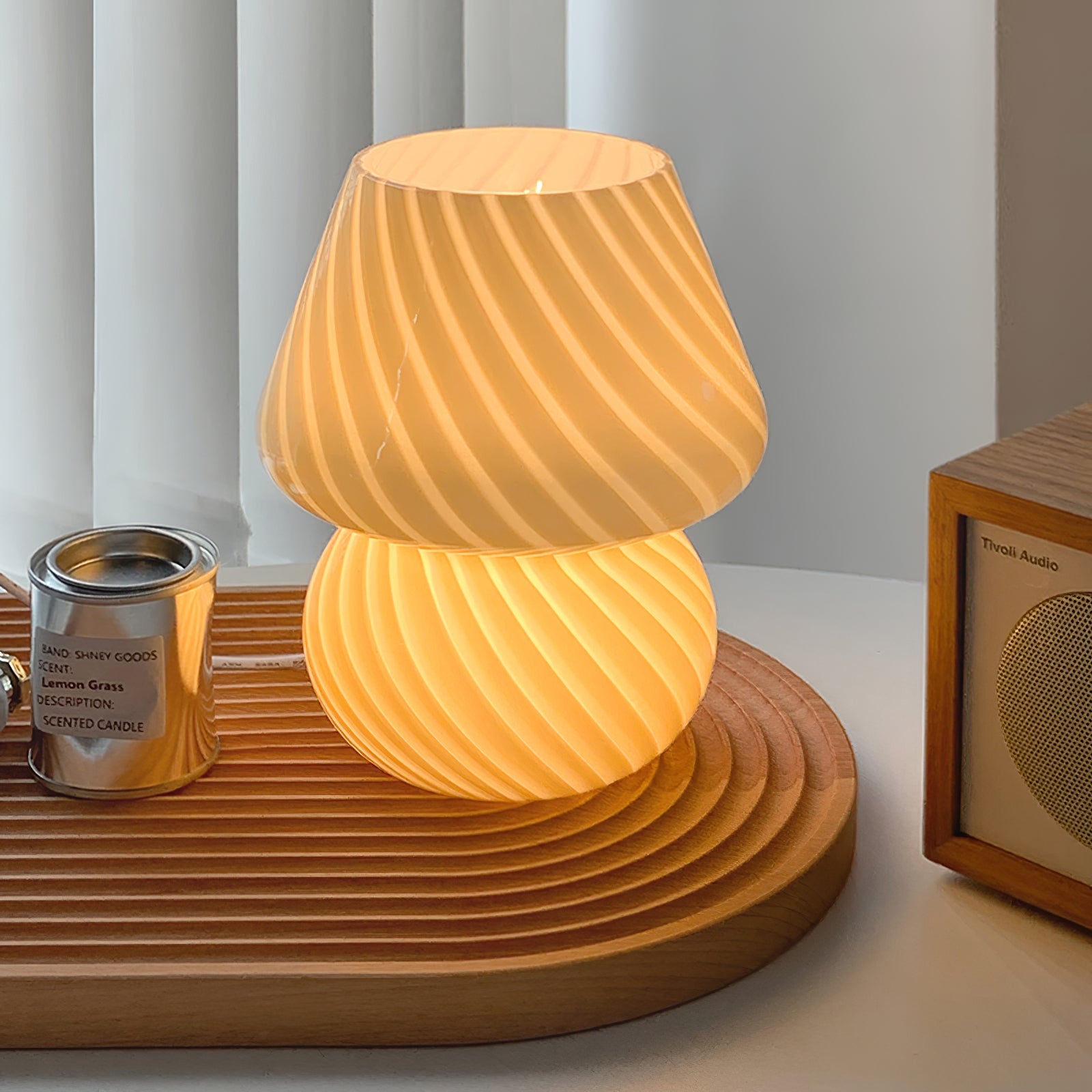 LED Glass Table Lamp - Modern Design with Adjustable Brightness for Living Room & Bedroom Use