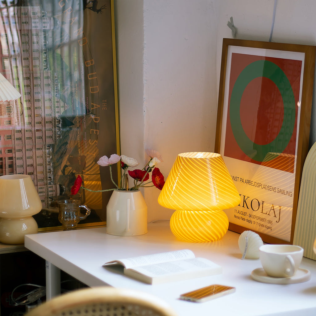 LED Glass Table Lamp - Modern Design with Adjustable Brightness for Living Room & Bedroom Use