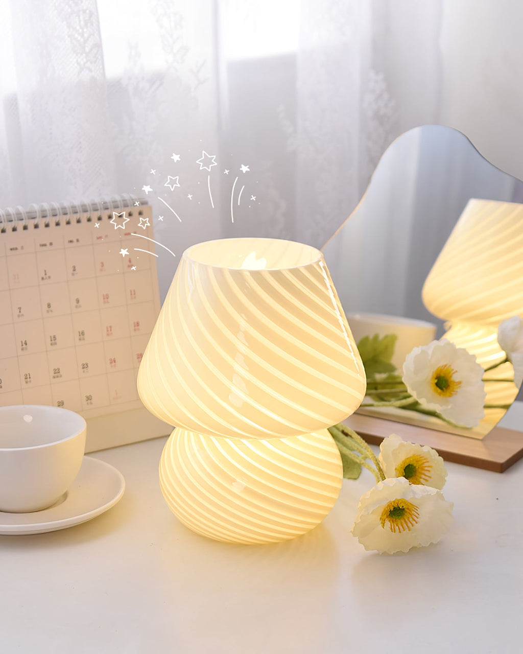 LED Glass Table Lamp - Modern Design with Adjustable Brightness for Living Room & Bedroom Use