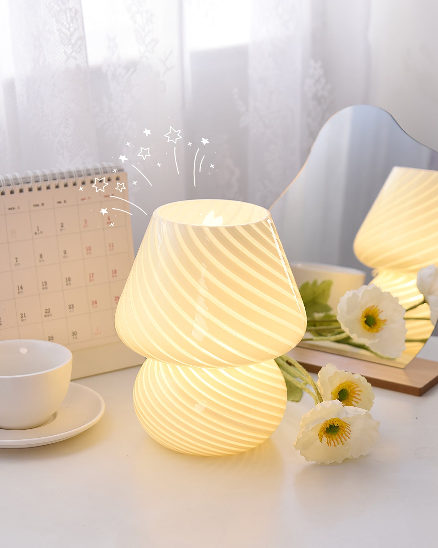 LED Glass Table Lamp - Modern Design with Adjustable Brightness for Living Room & Bedroom Use