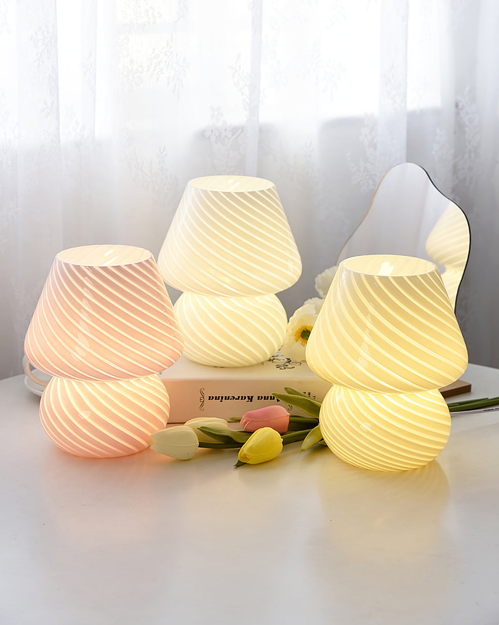 LED Glass Table Lamp - Modern Design with Adjustable Brightness for Living Room & Bedroom Use