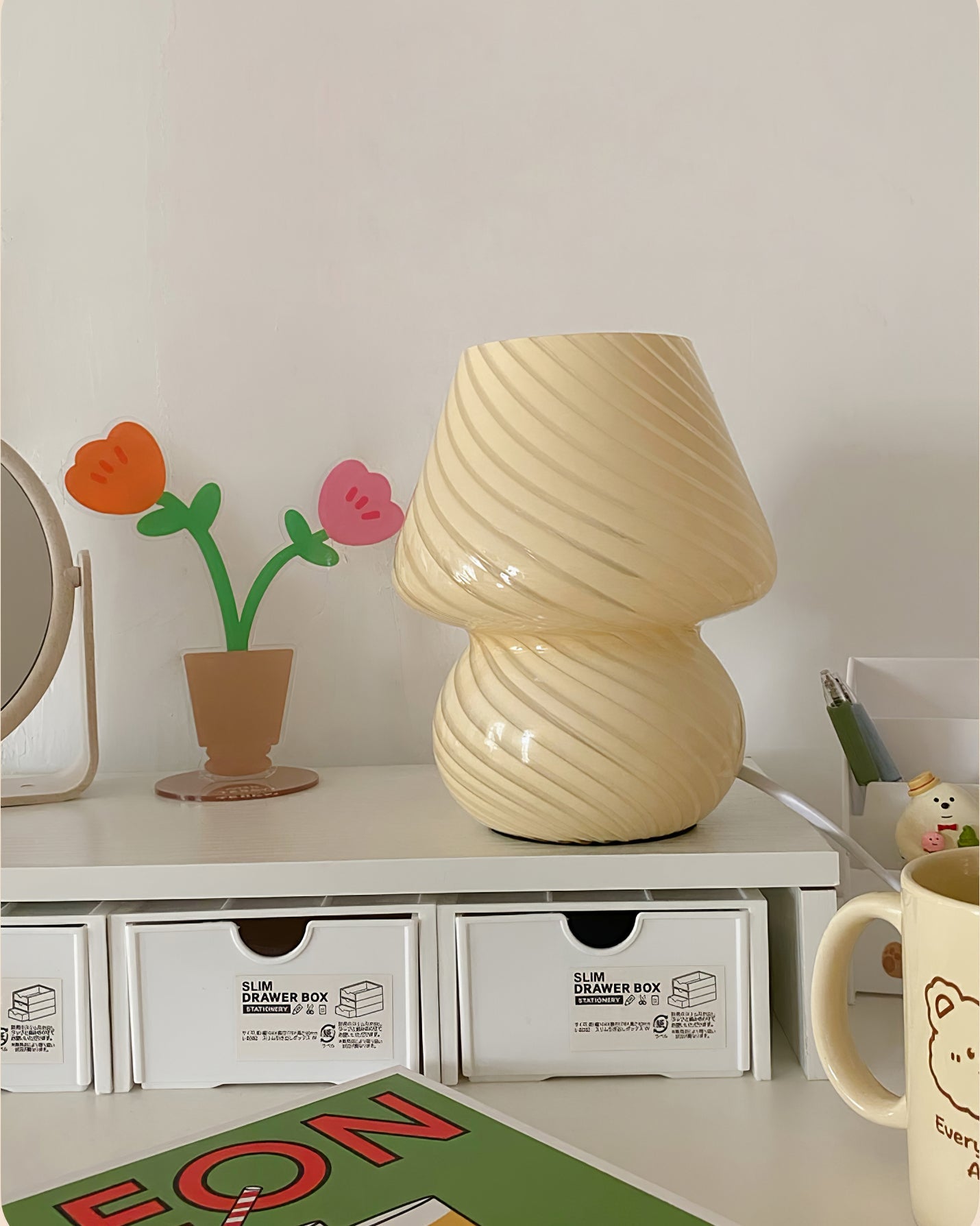 LED Glass Table Lamp - Modern Design with Adjustable Brightness for Living Room & Bedroom Use