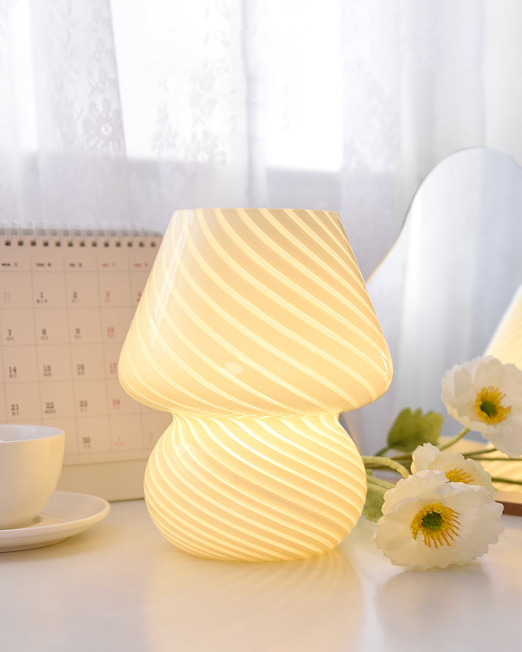 LED Glass Table Lamp - Modern Design with Adjustable Brightness for Living Room & Bedroom Use