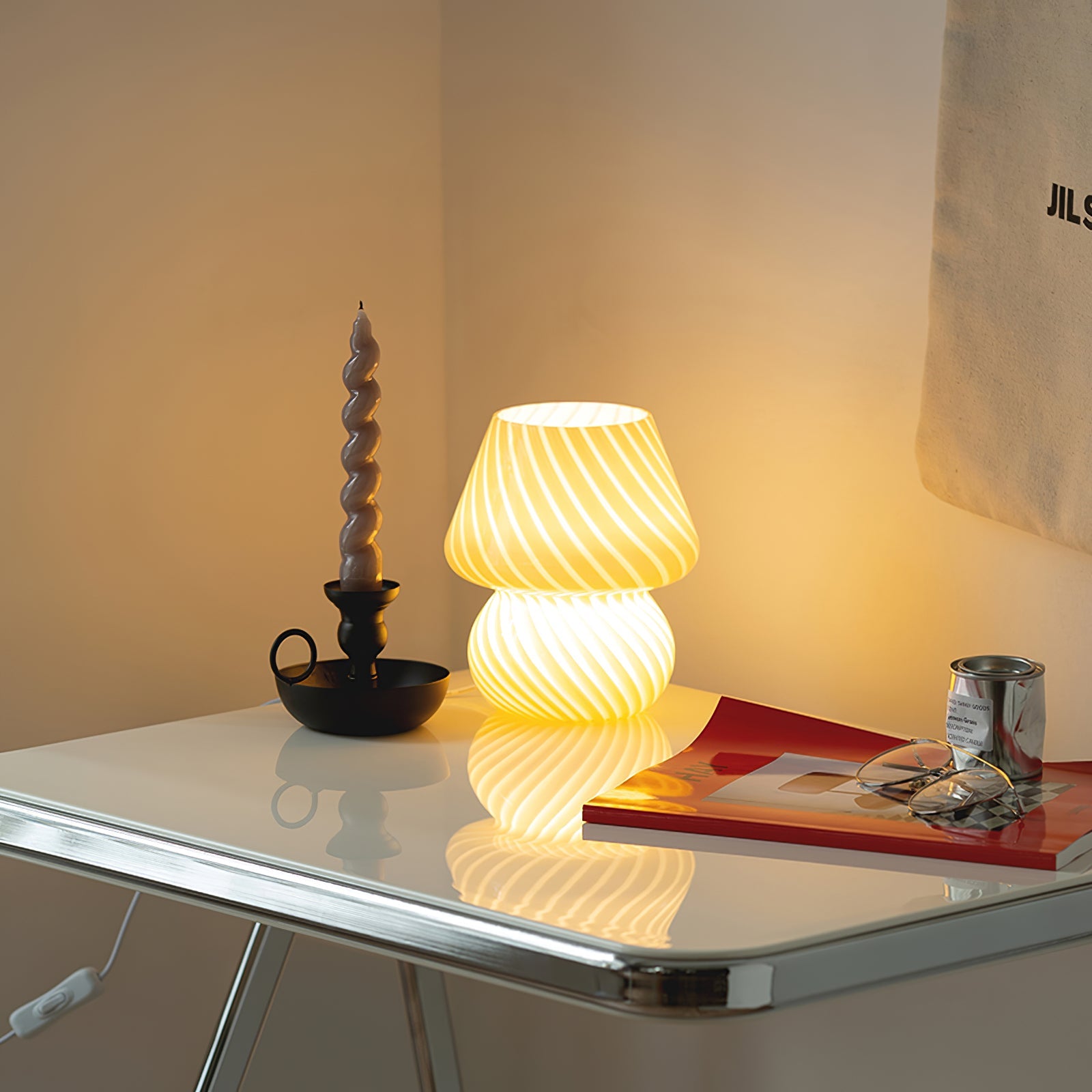 LED Glass Table Lamp - Modern Design with Adjustable Brightness for Living Room & Bedroom Use