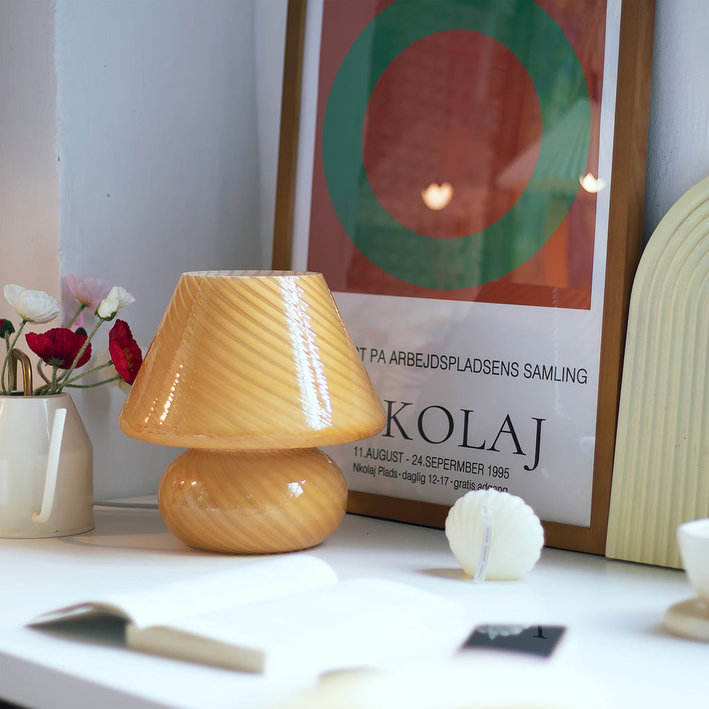 LED Glass Table Lamp - Modern Design with Adjustable Brightness for Living Room & Bedroom Use