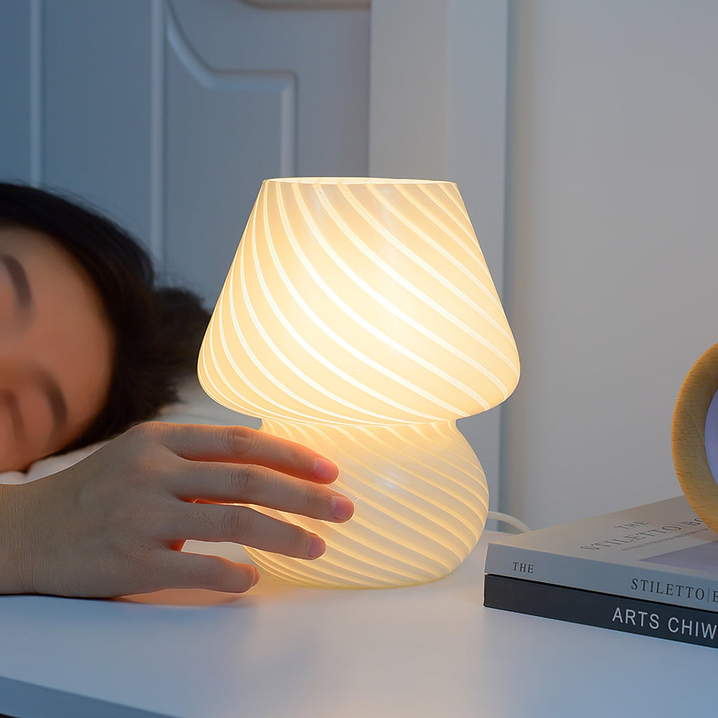 LED Glass Table Lamp - Modern Design with Adjustable Brightness for Living Room & Bedroom Use