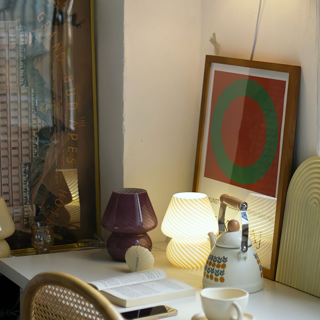 LED Glass Table Lamp - Modern Design with Adjustable Brightness for Living Room & Bedroom Use