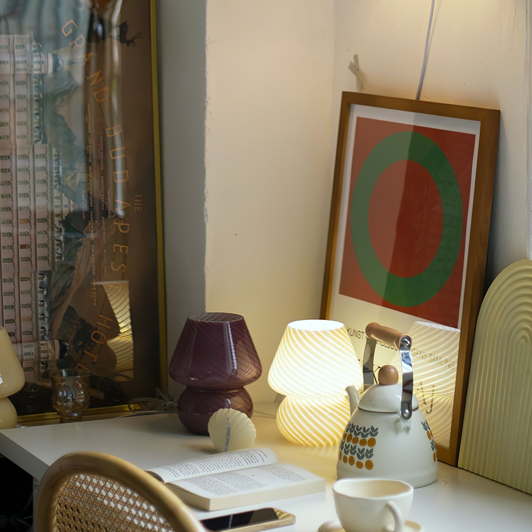 LED Glass Table Lamp - Modern Design with Adjustable Brightness for Living Room & Bedroom Use