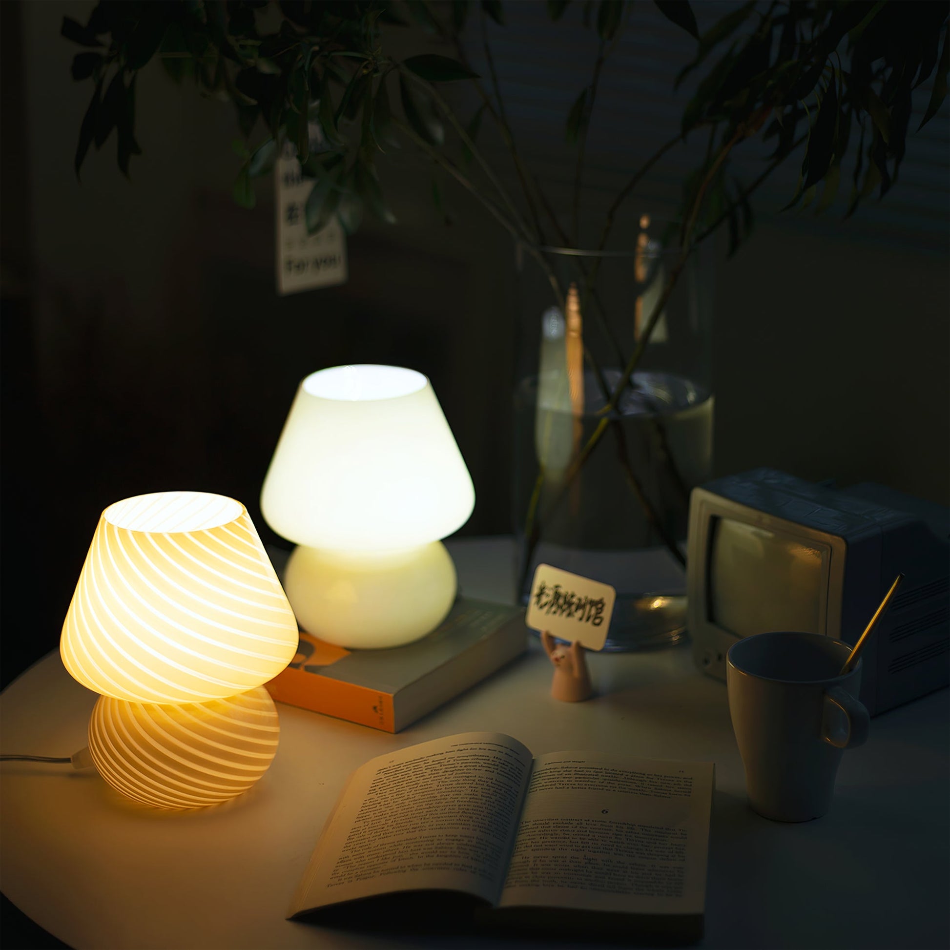 LED Glass Table Lamp - Modern Design with Adjustable Brightness for Living Room & Bedroom Use