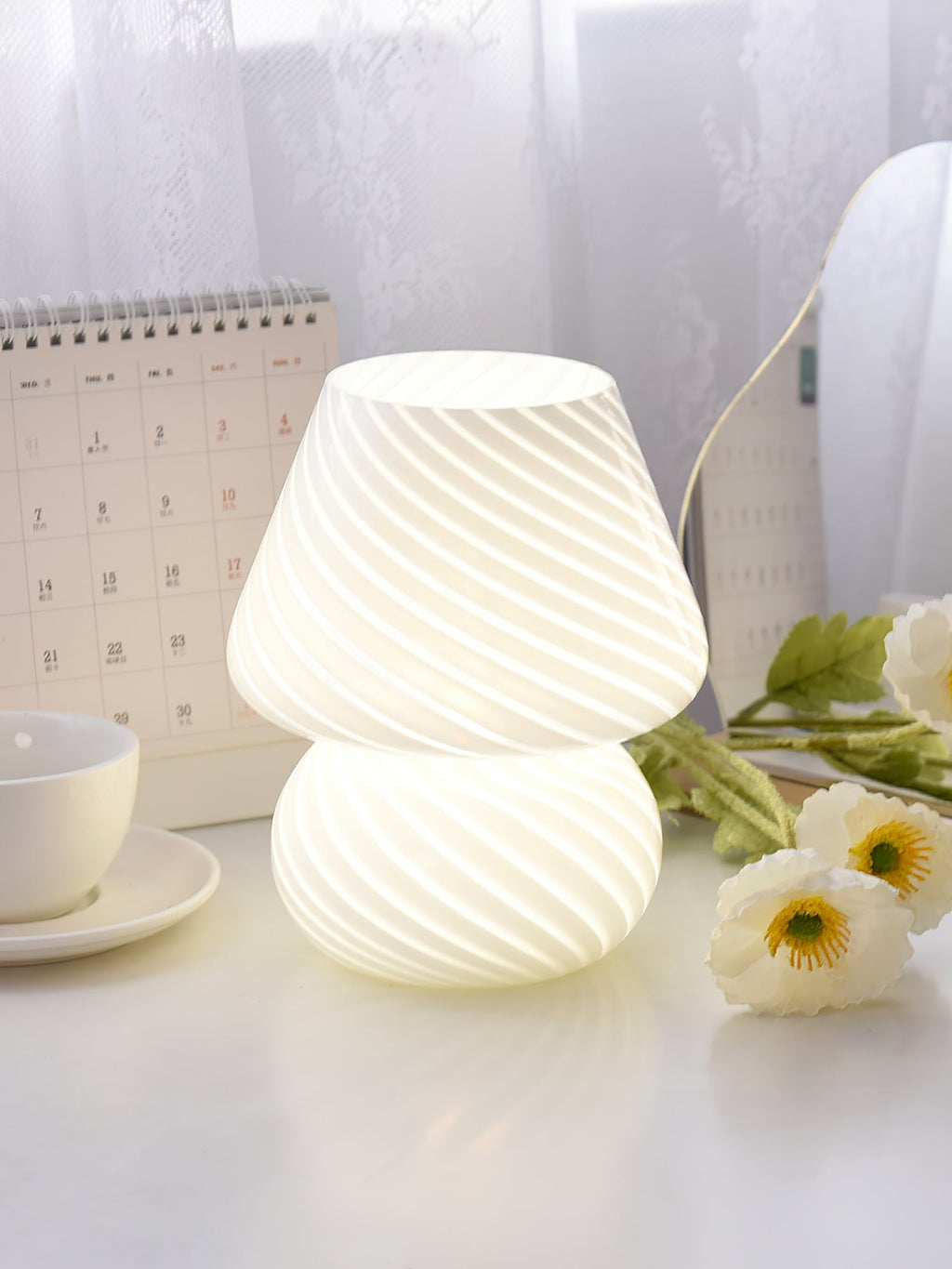LED Glass Table Lamp - Modern Design with Adjustable Brightness for Living Room & Bedroom Use