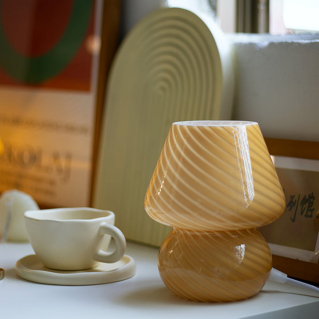 LED Glass Table Lamp - Modern Design with Adjustable Brightness for Living Room & Bedroom Use