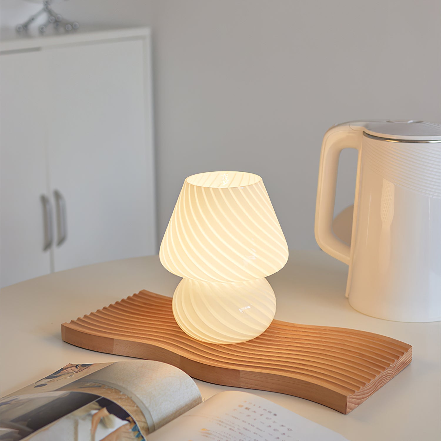 LED Glass Table Lamp - Modern Design with Adjustable Brightness for Living Room & Bedroom Use