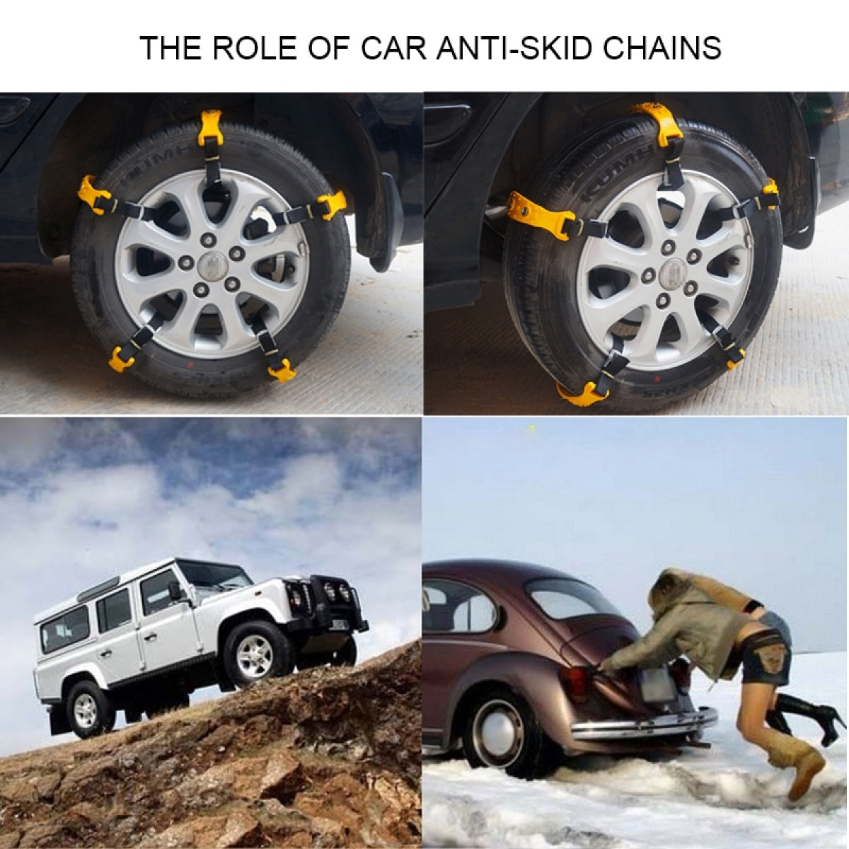 Anti-Skid Tire Snow Chains | 360° Omni-Directional Traction, Easy to Install & Operate for Winter Driving