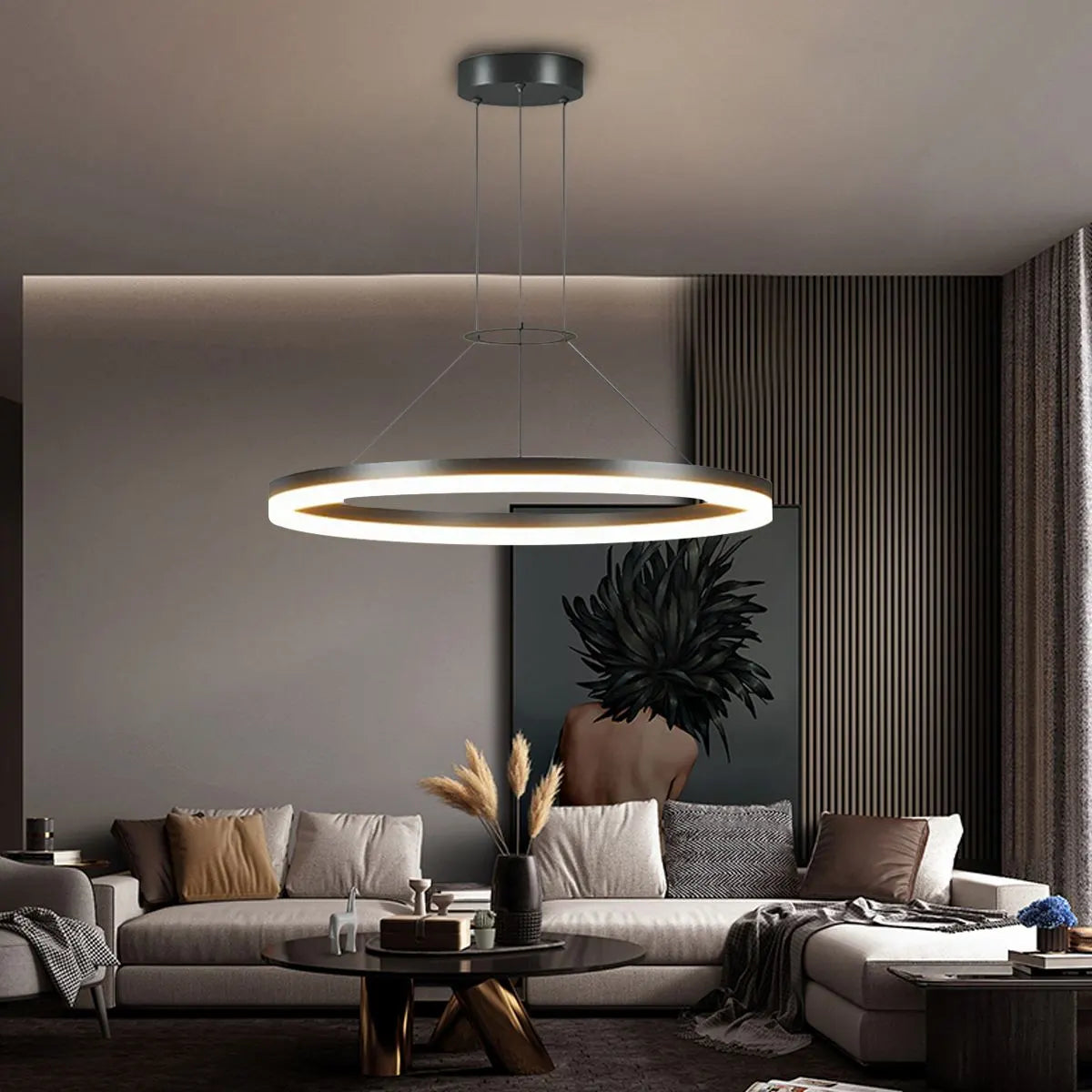 Circular LED Pendant Light | Modern Design, Energy-Saving & Ideal for Living Room, Kitchen, and Office Spaces