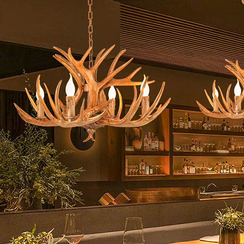 Antler Shape Resin Chandelier | Adjustable Height, Rustic Elegance & Ideal for Living Room, Dining Area, or Entryway