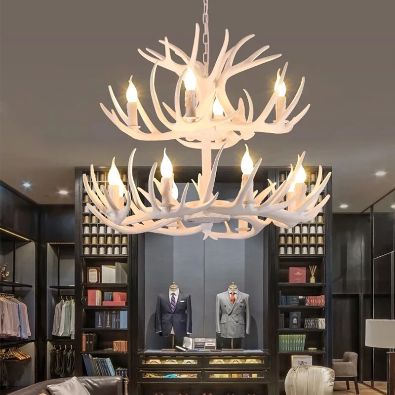 Antler Shape Resin Chandelier | Adjustable Height, Rustic Elegance & Ideal for Living Room, Dining Area, or Entryway