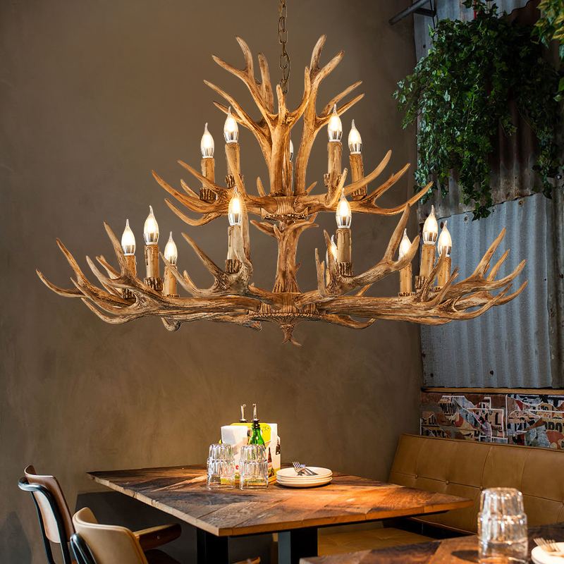 Antler Shape Resin Chandelier | Adjustable Height, Rustic Elegance & Ideal for Living Room, Dining Area, or Entryway