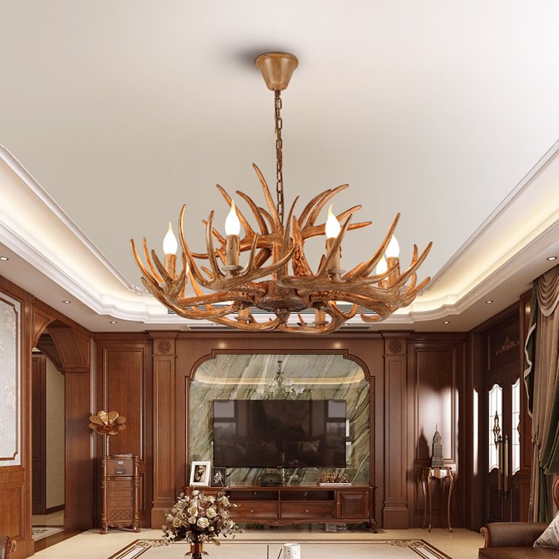 Antler Shape Resin Chandelier | Adjustable Height, Rustic Elegance & Ideal for Living Room, Dining Area, or Entryway