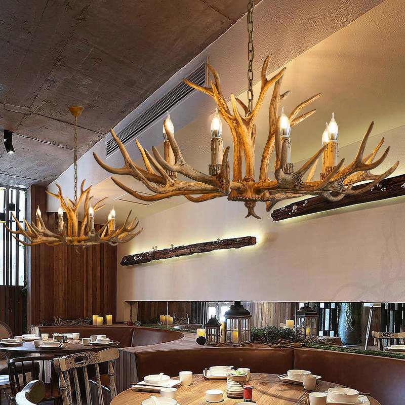 Antler Shape Resin Chandelier | Adjustable Height, Rustic Elegance & Ideal for Living Room, Dining Area, or Entryway