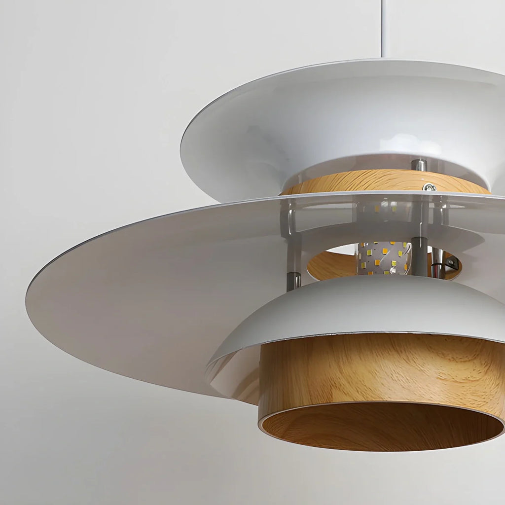 UFO Pendant Light | Adjustable Height, Durable Metal & Wood Design for Kitchen and Dining Areas