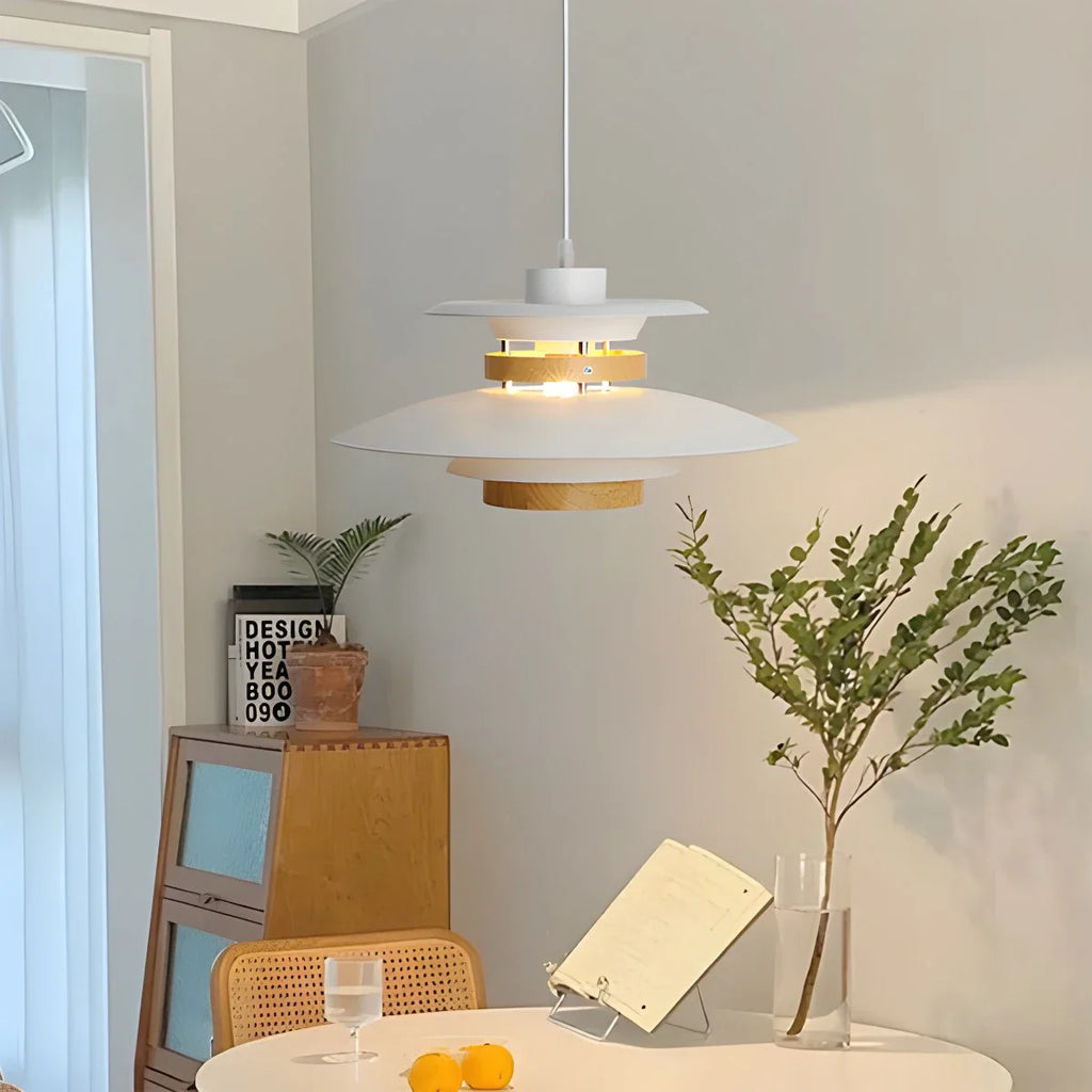 UFO Pendant Light | Adjustable Height, Durable Metal & Wood Design for Kitchen and Dining Areas