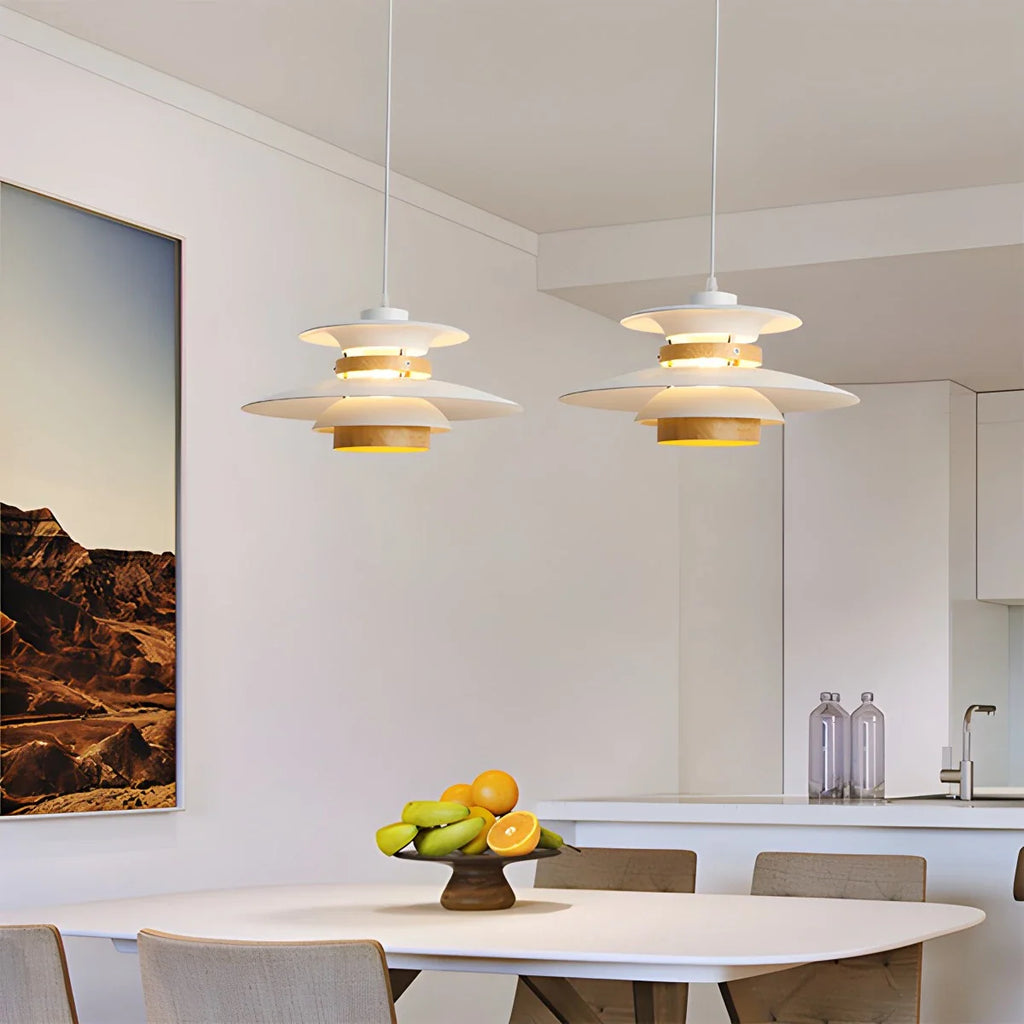 UFO Pendant Light | Adjustable Height, Durable Metal & Wood Design for Kitchen and Dining Areas