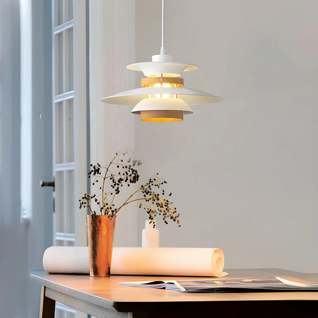 UFO Pendant Light | Adjustable Height, Durable Metal & Wood Design for Kitchen and Dining Areas