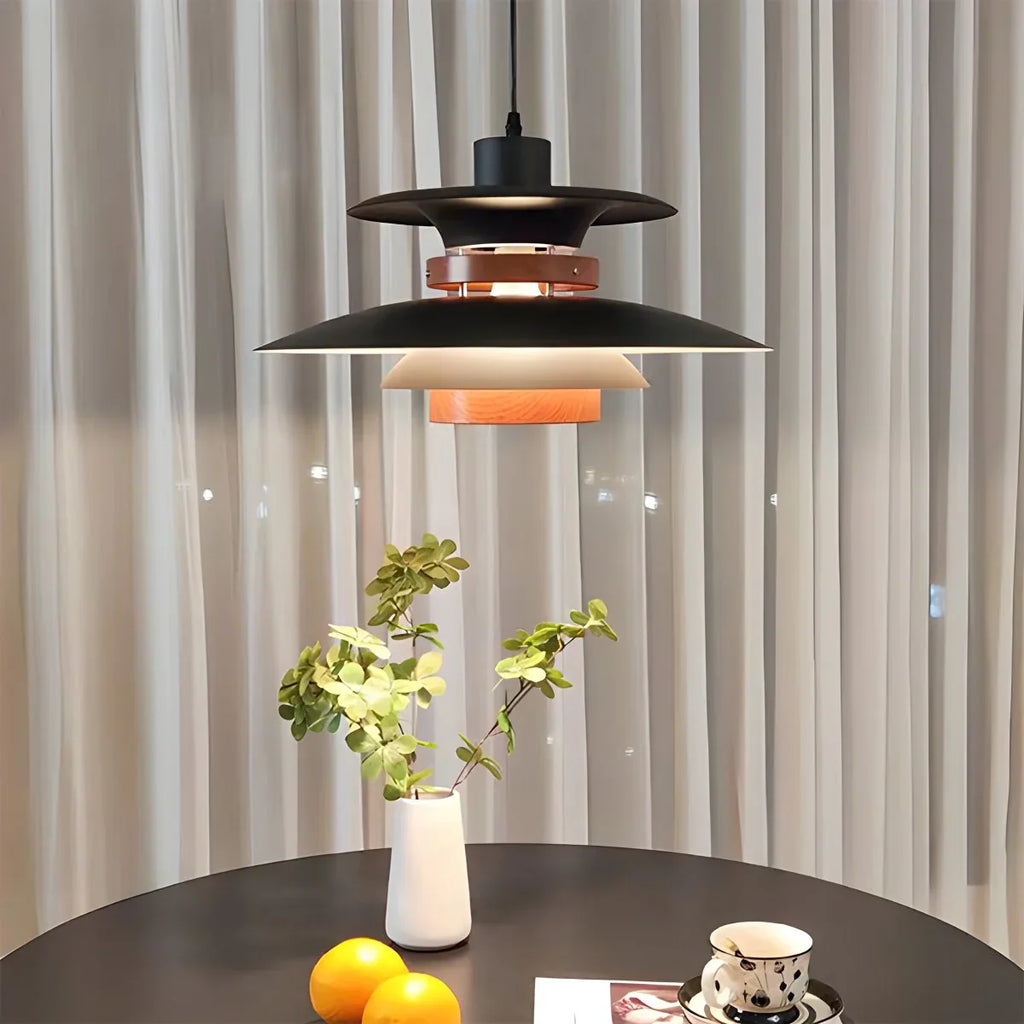 UFO Pendant Light | Adjustable Height, Durable Metal & Wood Design for Kitchen and Dining Areas