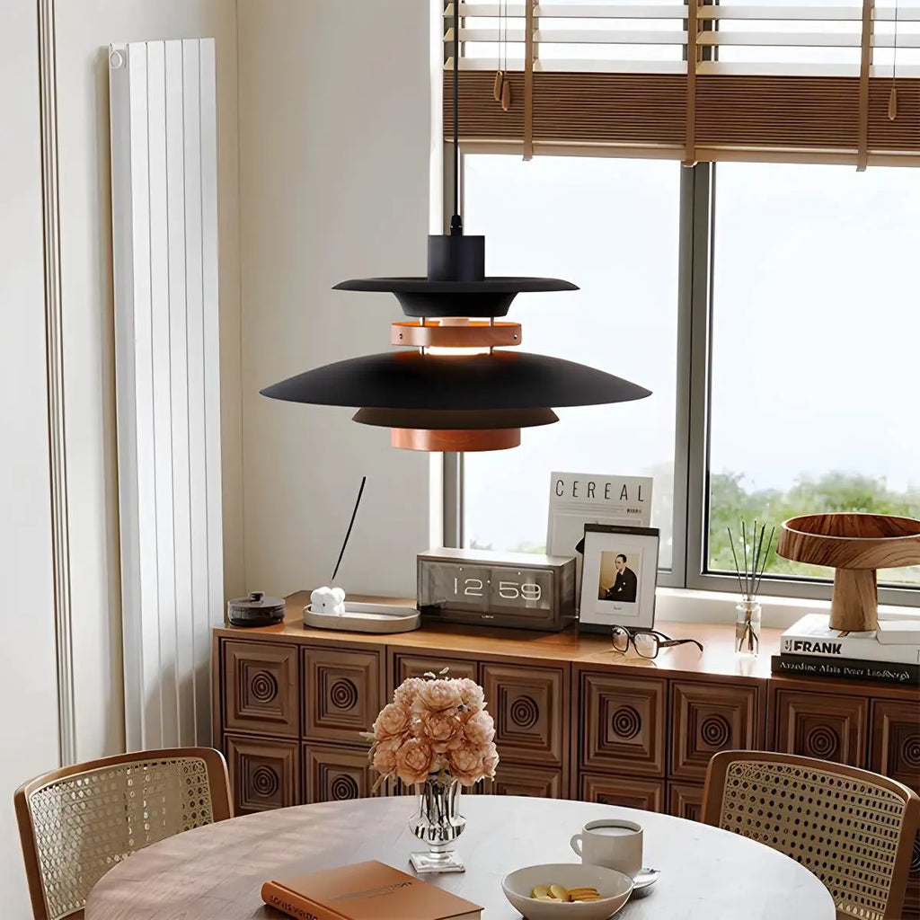 UFO Pendant Light | Adjustable Height, Durable Metal & Wood Design for Kitchen and Dining Areas
