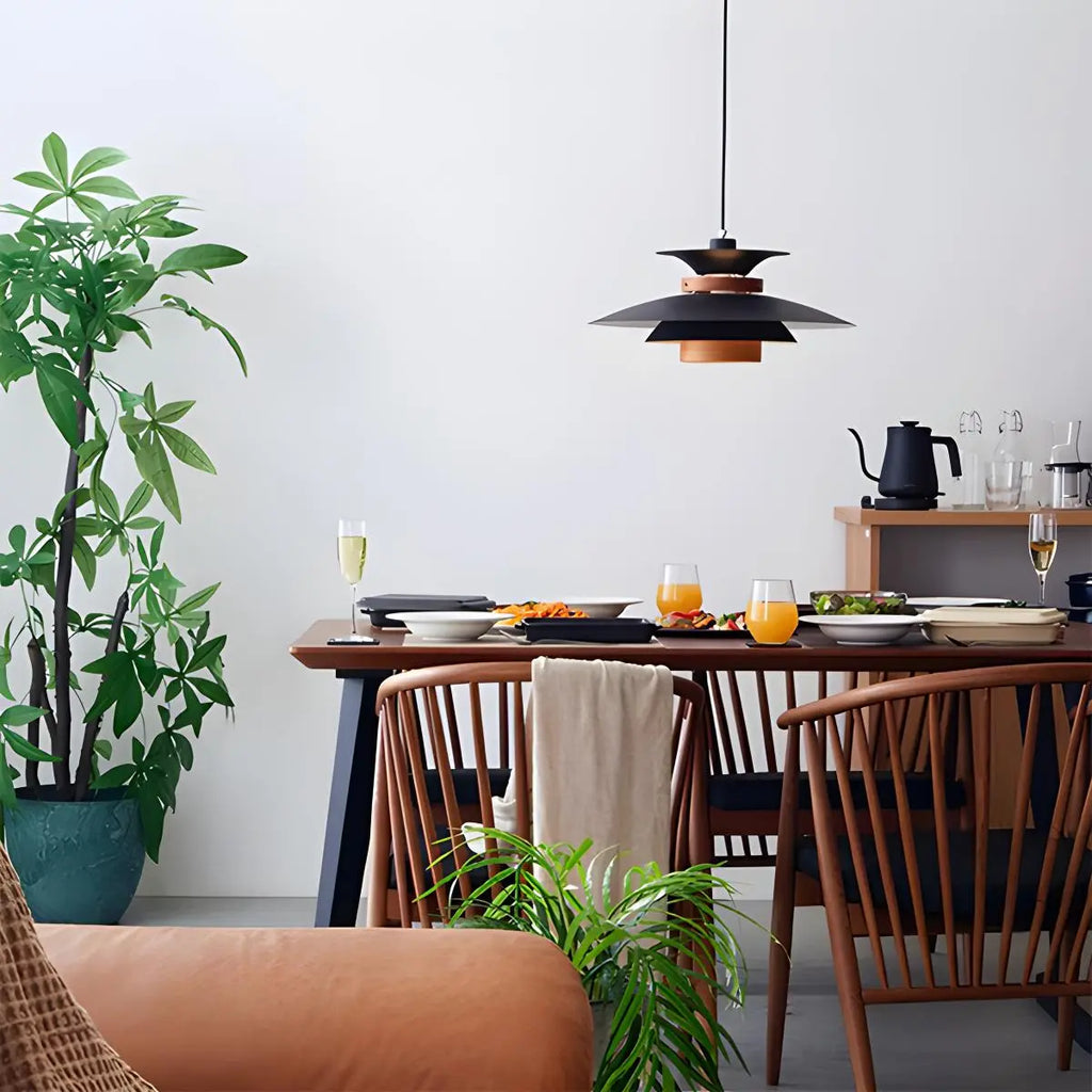 UFO Pendant Light | Adjustable Height, Durable Metal & Wood Design for Kitchen and Dining Areas