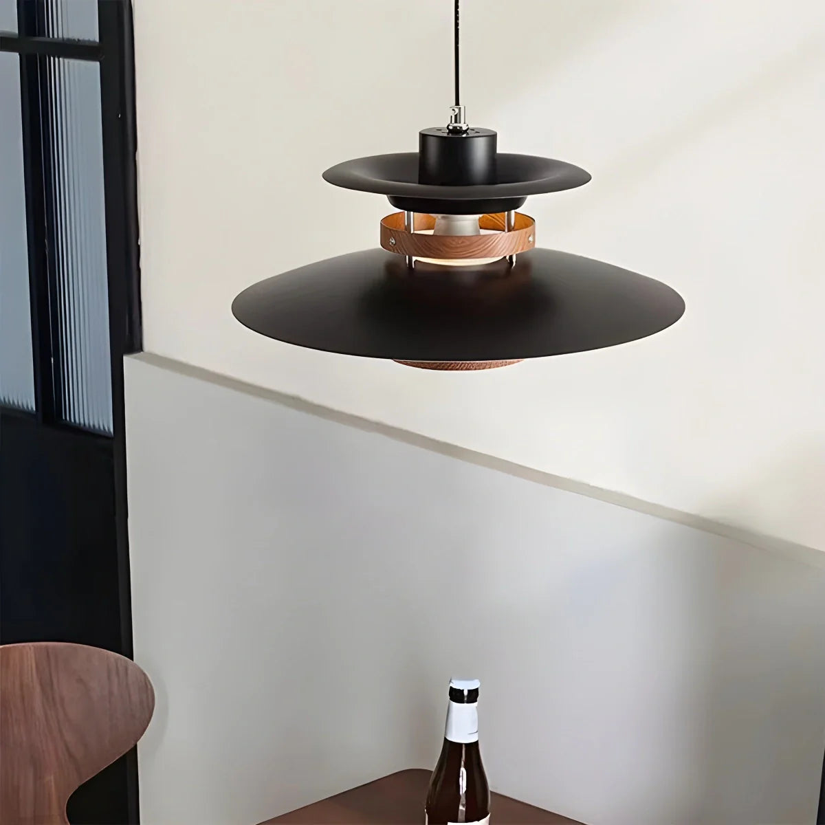 UFO Pendant Light | Adjustable Height, Durable Metal & Wood Design for Kitchen and Dining Areas