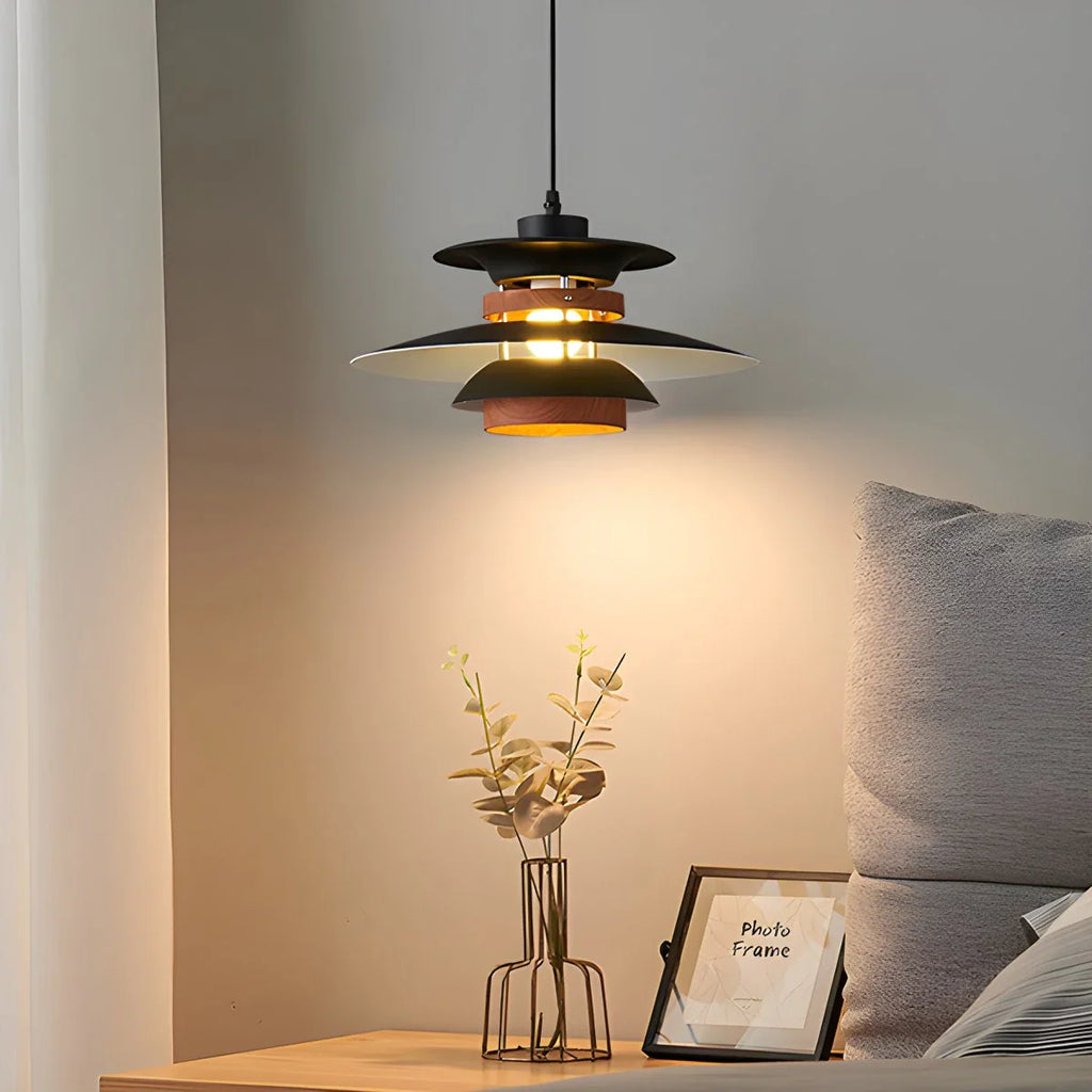 UFO Pendant Light | Adjustable Height, Durable Metal & Wood Design for Kitchen and Dining Areas