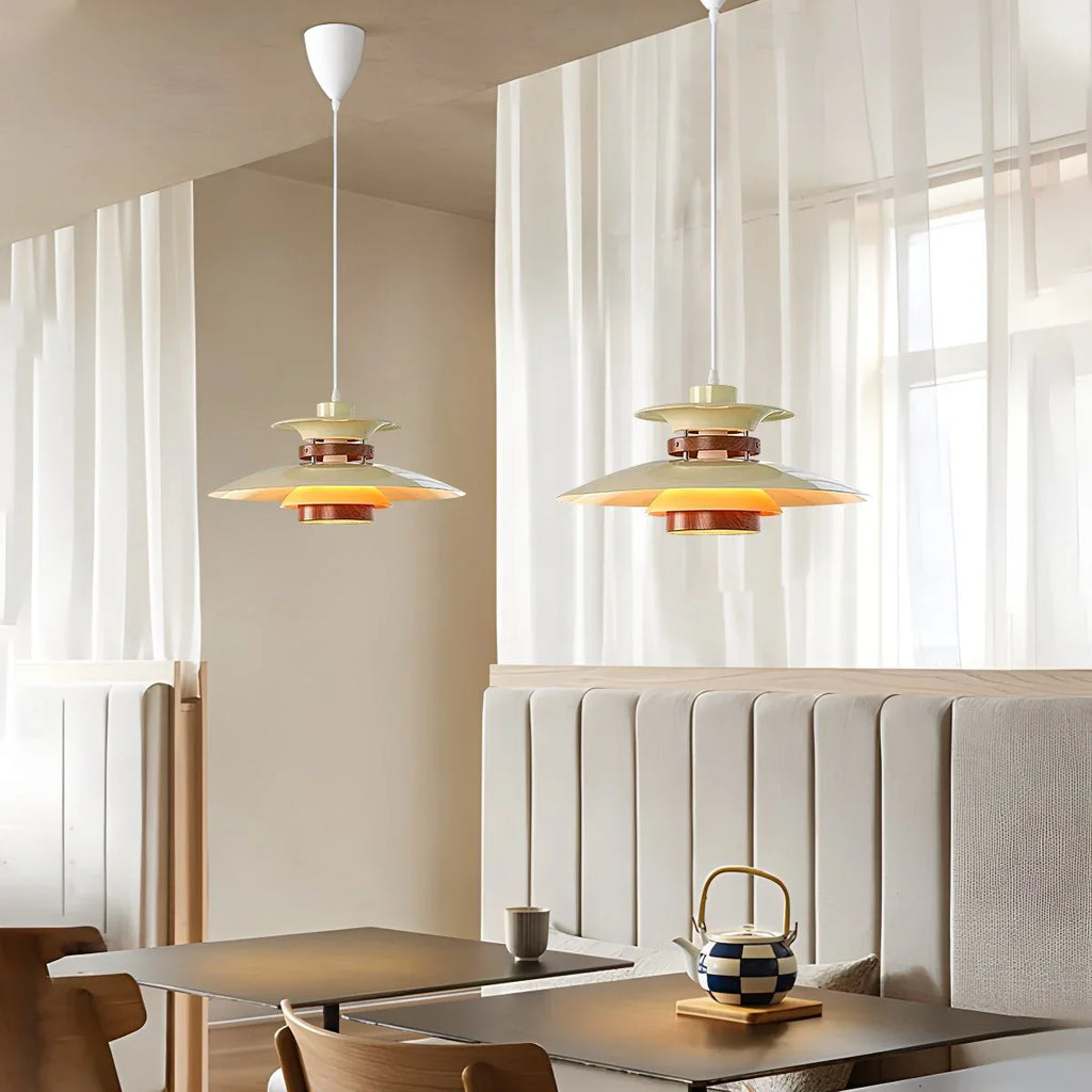 UFO Pendant Light | Adjustable Height, Durable Metal & Wood Design for Kitchen and Dining Areas