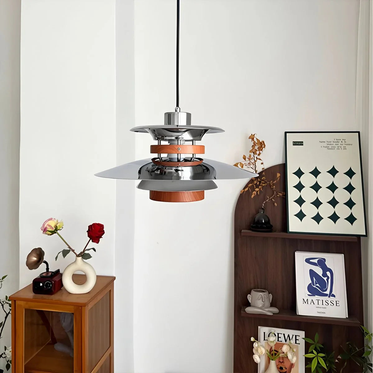 UFO Pendant Light | Adjustable Height, Durable Metal & Wood Design for Kitchen and Dining Areas