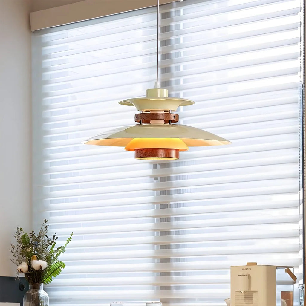 UFO Pendant Light | Adjustable Height, Durable Metal & Wood Design for Kitchen and Dining Areas