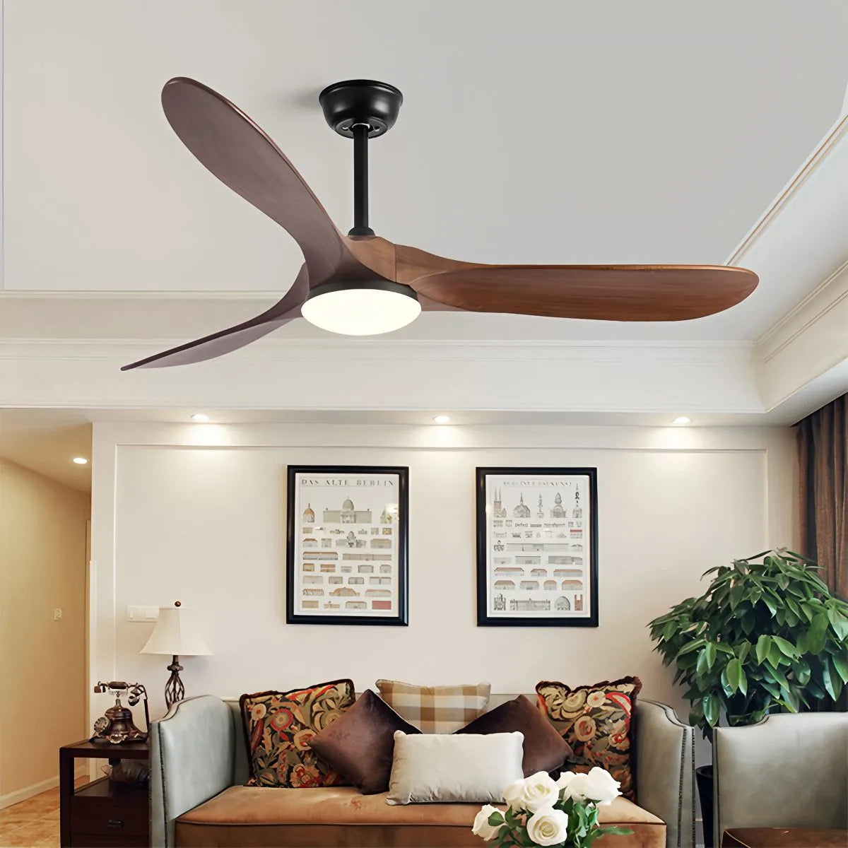 Nordic Solid Wood Ceiling Fan with Light | Reversible Motor, Quiet Operation & Ideal for Year-Round Home Comfort