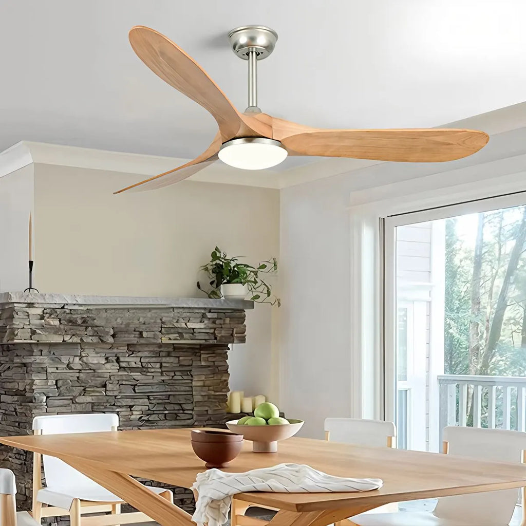 Nordic Solid Wood Ceiling Fan with Light | Reversible Motor, Quiet Operation & Ideal for Year-Round Home Comfort