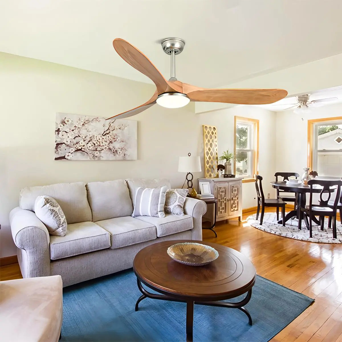 Nordic Solid Wood Ceiling Fan with Light | Reversible Motor, Quiet Operation & Ideal for Year-Round Home Comfort