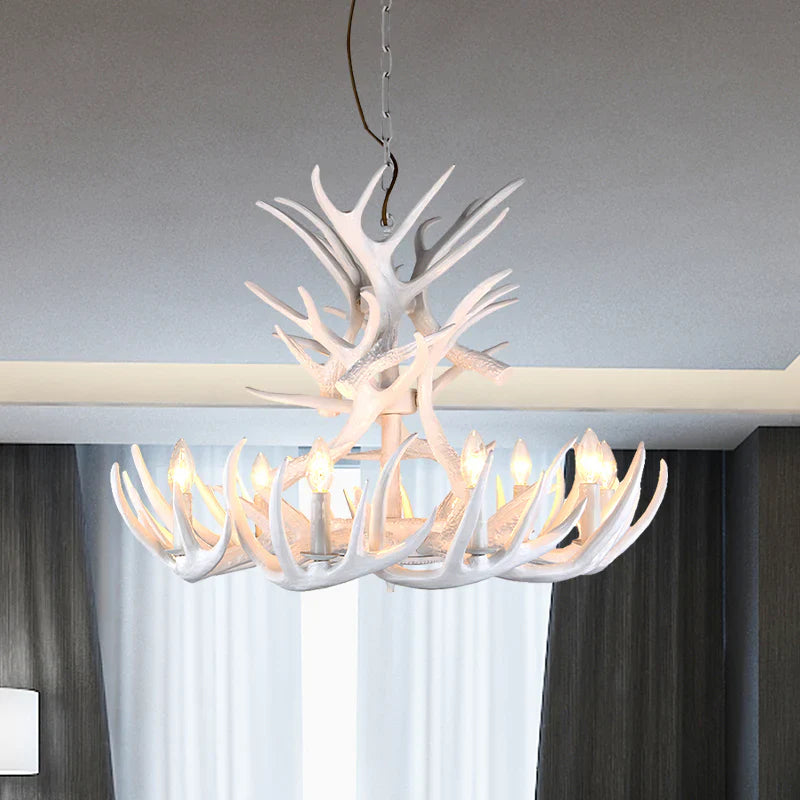 Antler Shape Resin Chandelier | Adjustable Height, Rustic Elegance & Ideal for Living Room, Dining Area, or Entryway