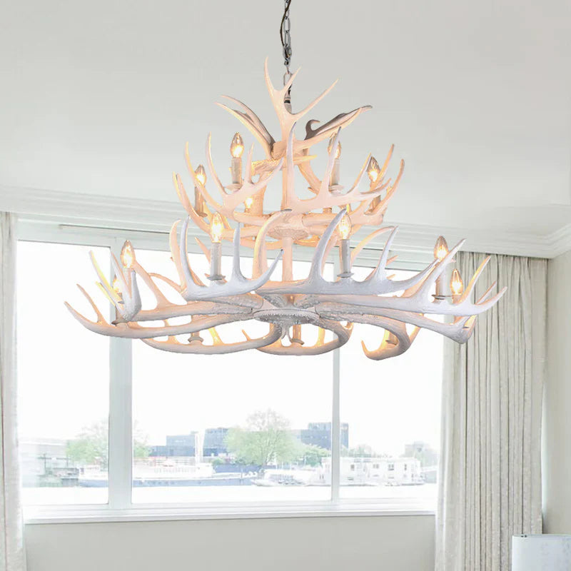 Antler Shape Resin Chandelier | Adjustable Height, Rustic Elegance & Ideal for Living Room, Dining Area, or Entryway