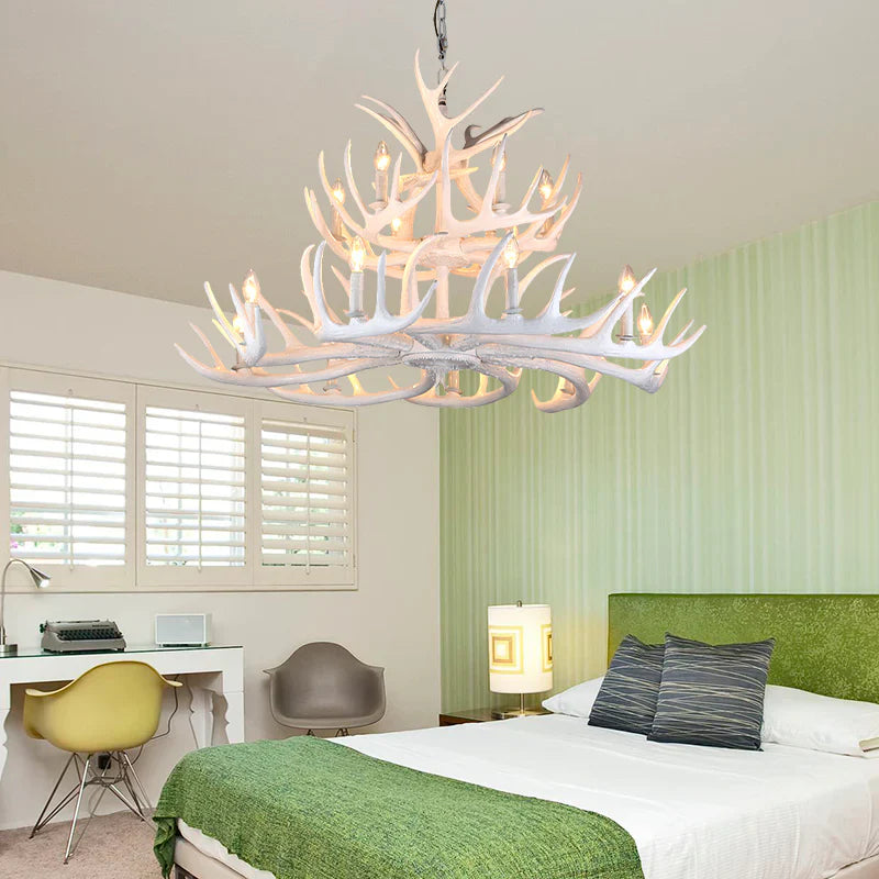 Antler Shape Resin Chandelier | Adjustable Height, Rustic Elegance & Ideal for Living Room, Dining Area, or Entryway