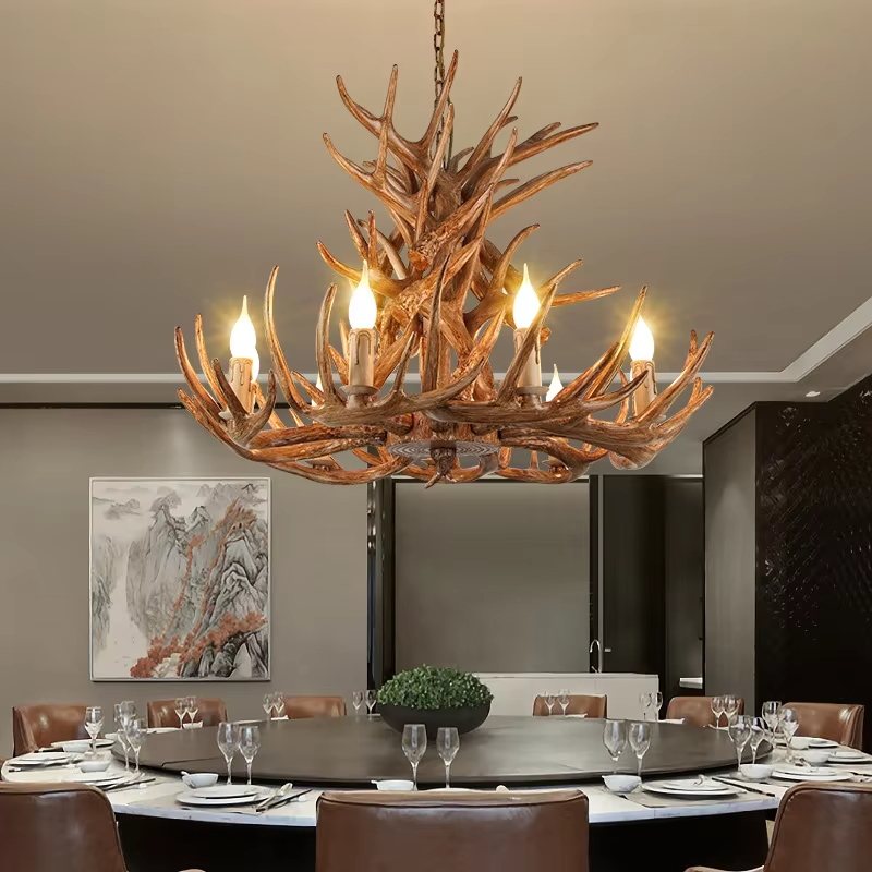 Antler Shape Resin Chandelier | Adjustable Height, Rustic Elegance & Ideal for Living Room, Dining Area, or Entryway