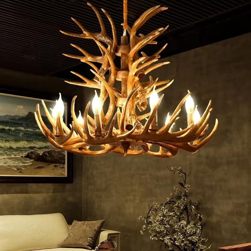 Antler Shape Resin Chandelier | Adjustable Height, Rustic Elegance & Ideal for Living Room, Dining Area, or Entryway
