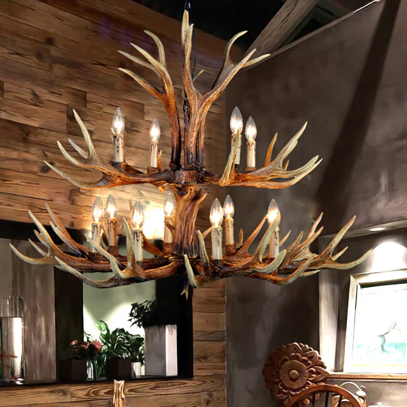 Antler Shape Resin Chandelier | Adjustable Height, Rustic Elegance & Ideal for Living Room, Dining Area, or Entryway