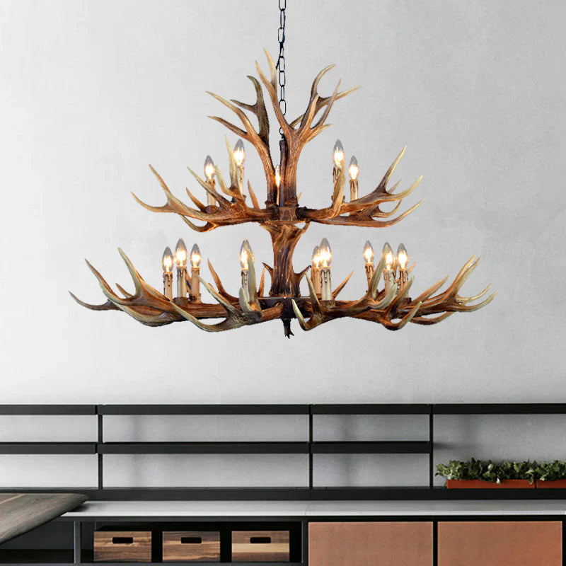 Antler Shape Resin Chandelier | Adjustable Height, Rustic Elegance & Ideal for Living Room, Dining Area, or Entryway