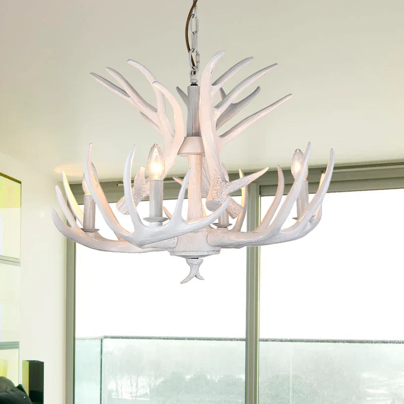 Antler Shape Resin Chandelier | Adjustable Height, Rustic Elegance & Ideal for Living Room, Dining Area, or Entryway