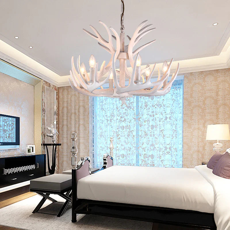 Antler Shape Resin Chandelier | Adjustable Height, Rustic Elegance & Ideal for Living Room, Dining Area, or Entryway