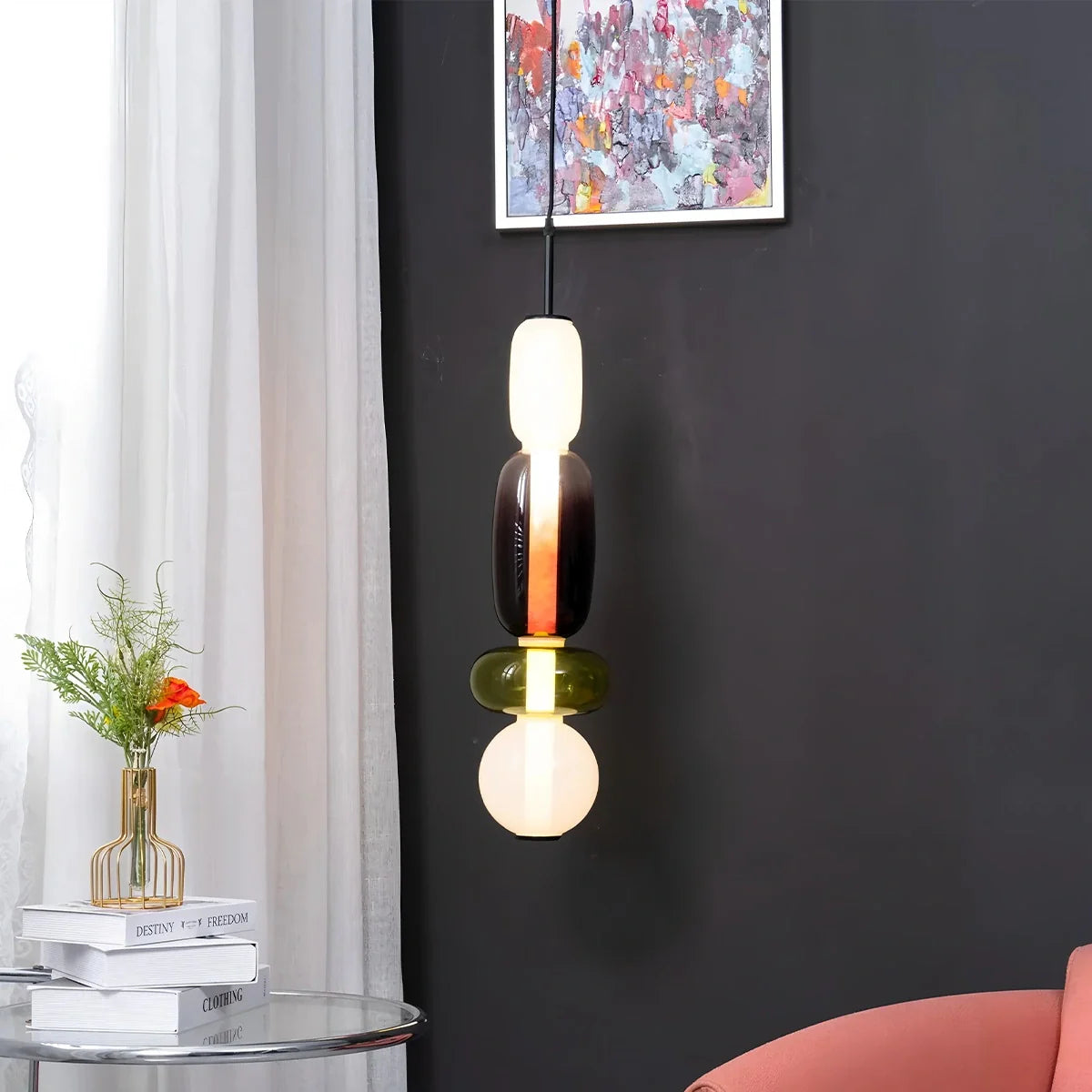 Candied Glass Pendant Light | Colorful Hand-Blown Shades & Soft Ambient Glow for Bedrooms, Kitchens, and Creative Interiors