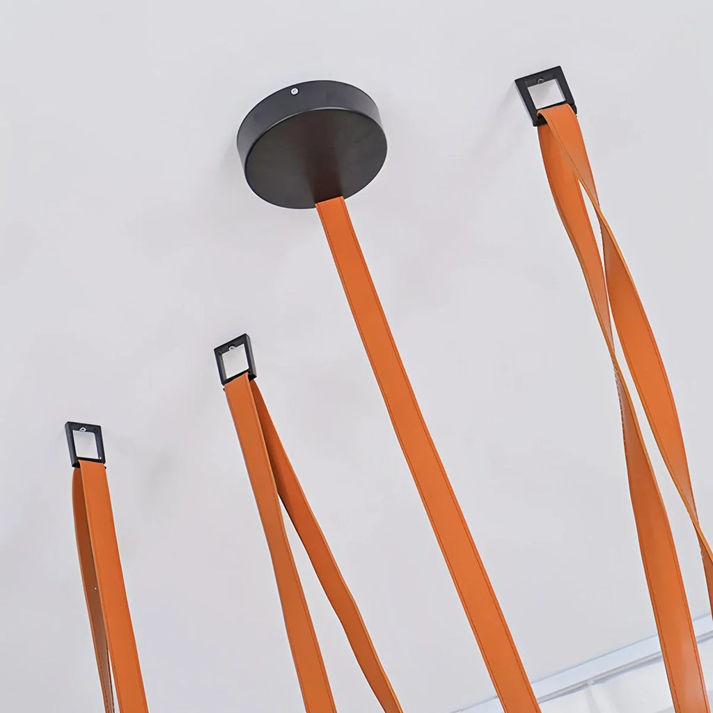 Modern Leather Strap Globe Pendant Light | Adjustable Frosted Glass Globes for High Ceilings & Statement Installations