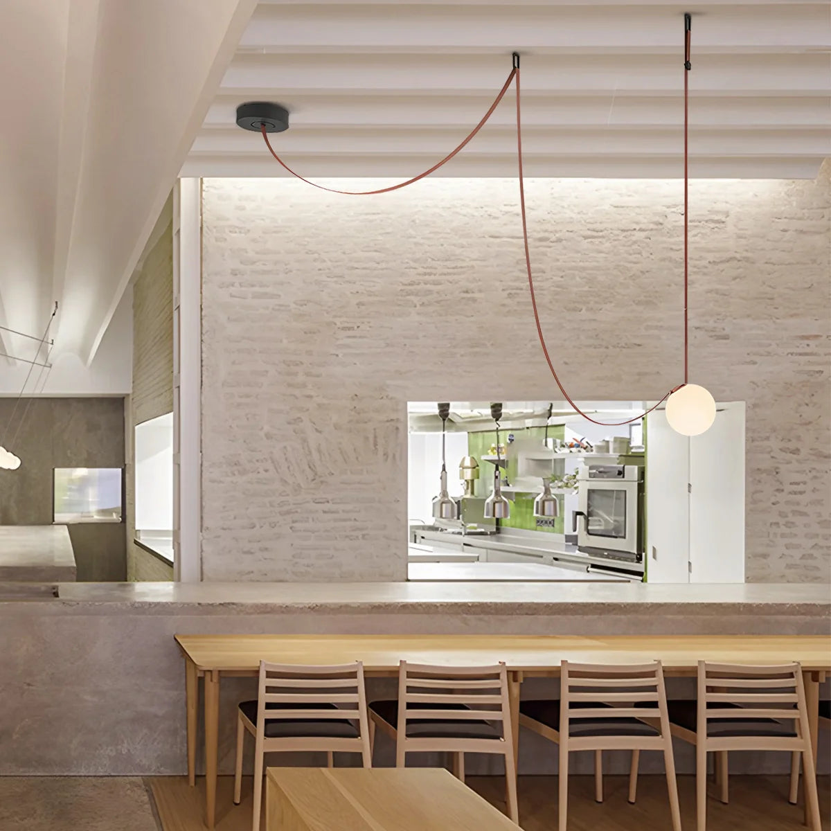 Modern Leather Strap Globe Pendant Light | Adjustable Frosted Glass Globes for High Ceilings & Statement Installations